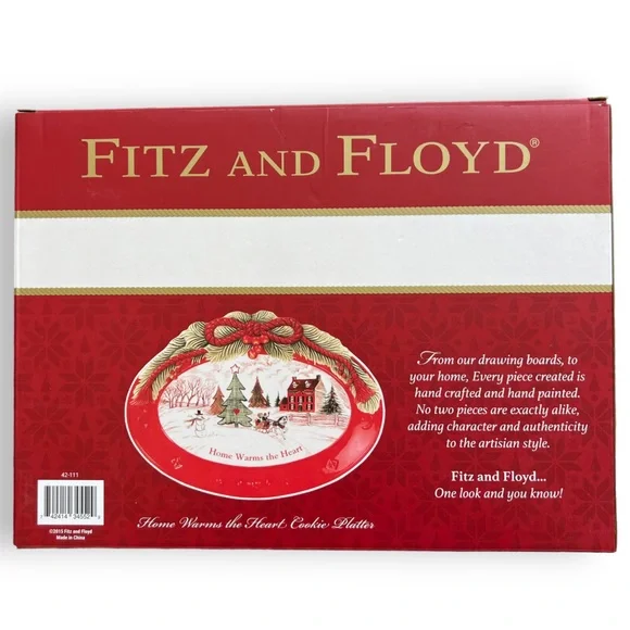 Fitz and Floyd Holiday Platter Home Warms the Heart Cookie Platter - Picture 6 of 6